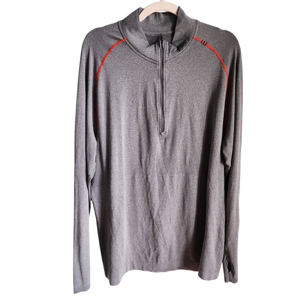 Lululemon Shirt Men's XL Gray Grey Metal Vent 1/4 Quarter Zip Long Sleeve Gym Wo
